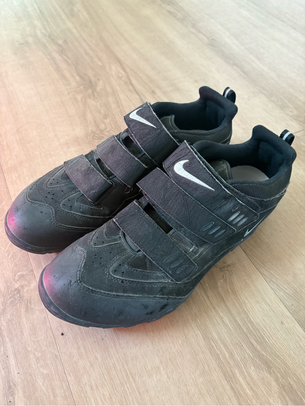 Nike Black Athletic Clip In Cycling Shoes with White Swoosh